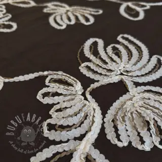 Katoenen stof EMBROIDERY Loom En Light brown