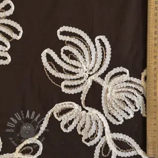 Katoenen stof EMBROIDERY Loom En Light brown