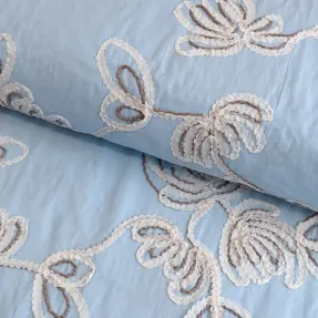 Bavlnená látka EMBROIDERY Loom En Light baby blue