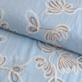 Katoenen stof EMBROIDERY Loom En Light baby blue