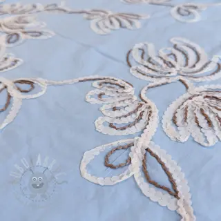 Katoenen stof EMBROIDERY Loom En Light baby blue