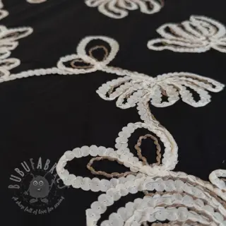 Katoenen stof EMBROIDERY Loom En Light black