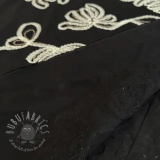 Katoenen stof EMBROIDERY Loom En Light black