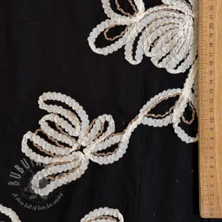 Katoenen stof EMBROIDERY Loom En Light black