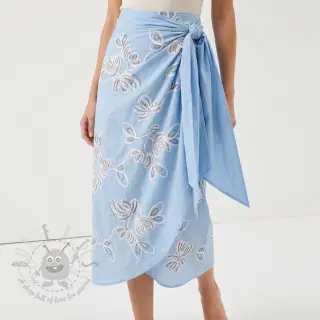 Katoenen stof EMBROIDERY Loom En Light baby blue