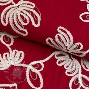 Katoenen stof EMBROIDERY Loom En Light red