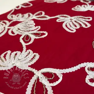 Katoenen stof EMBROIDERY Loom En Light red