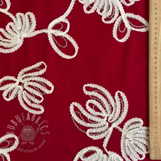 Katoenen stof EMBROIDERY Loom En Light red