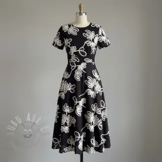 Katoenen stof EMBROIDERY Loom En Light black