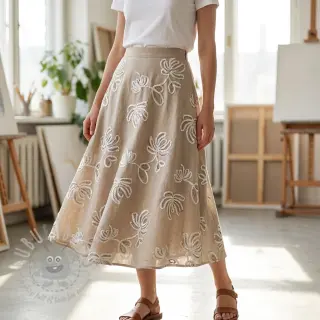 Katoenen stof EMBROIDERY Loom En Light natural
