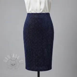 Fluweel VELVET LUREX Stripe marine