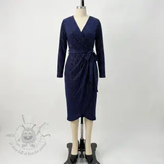 Fluweel VELVET LUREX Stripe marine