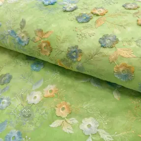 Katoenen stof TIE DYE EMBROIDERY Poppy design V