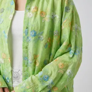 Katoenen stof TIE DYE EMBROIDERY Poppy design V