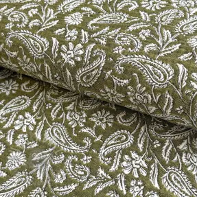 Decoratiestof jacquard Mumbai allover kaki