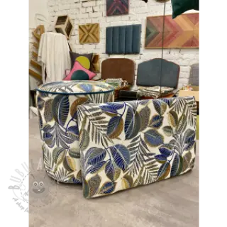 Decoratiestof jacquard Cacao allover bleu