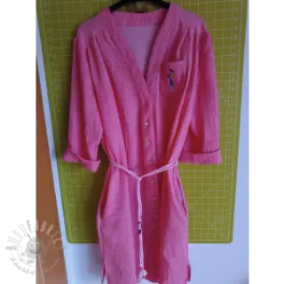 Dubbelgaas/mousseline pink