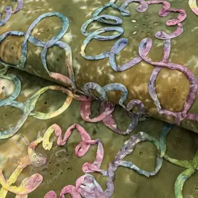 Katoenen stof TIE DYE EMBROIDERY Elise tape design A