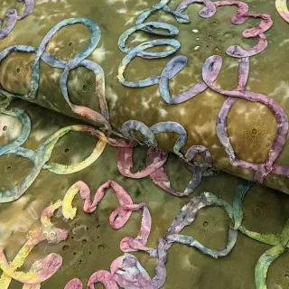 Katoenen stof TIE DYE EMBROIDERY Elise tape design En
