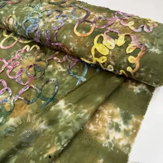 Katoenen stof TIE DYE EMBROIDERY Elise tape design En
