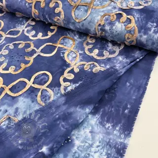 Katoenen stof TIE DYE EMBROIDERY Elise tape design D