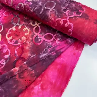 Bavlnená látka TIE DYE EMBROIDERY Elise tape design E