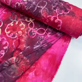 Katoenen stof TIE DYE EMBROIDERY Elise tape design E