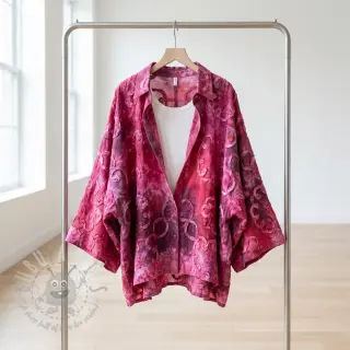 Katoenen stof TIE DYE EMBROIDERY Elise tape design E
