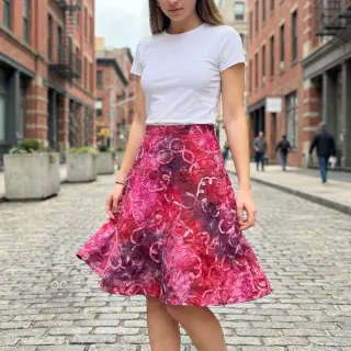 Katoenen stof TIE DYE EMBROIDERY Elise tape design E