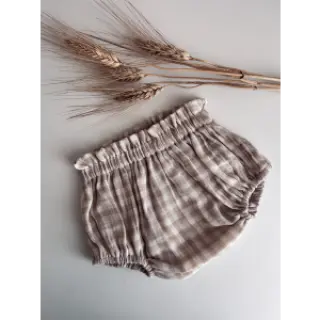 Dvojitá gázovina/mušelín Double sided CHECKS MINI sand