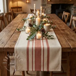 Decoratiestof Bernadette stripe terracotta