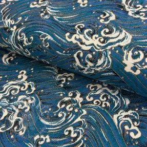 Decoratiestof jacquard Swell allover bleu