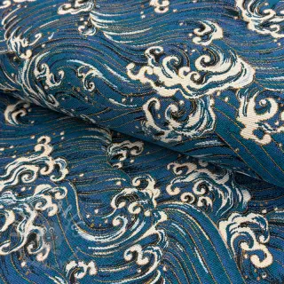 Decoratiestof jacquard Swell allover bleu