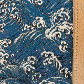 Decoratiestof jacquard Swell allover bleu