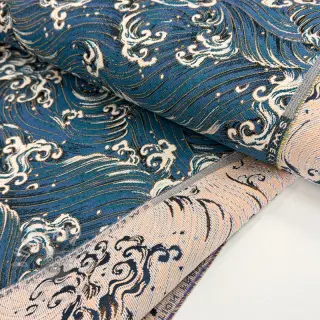 Decoratiestof jacquard Swell allover bleu