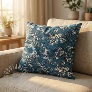 Decoratiestof jacquard Swell allover bleu