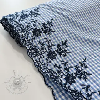 Katoenen stof CHECKS ONE-SIDE BORDER blue