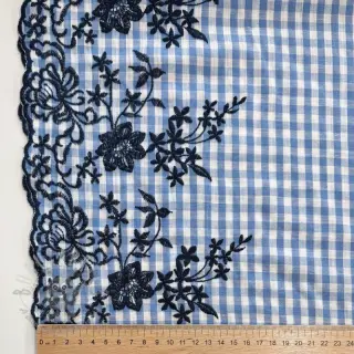 Katoenen stof CHECKS ONE-SIDE BORDER blue