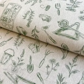 Decoratiestof Linenlook Garden Plant Tool digital print