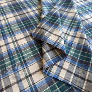 Katoenen stof YARN DYED CHECK BRUSHED blue