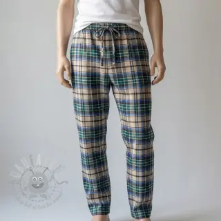 Katoenen stof YARN DYED CHECK BRUSHED blue