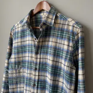 Katoenen stof YARN DYED CHECK BRUSHED blue