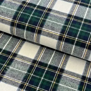 Katoenen stof YARN DYED CHECK BRUSHED Daniel ecru navy
