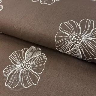 Viscose met linnen EMBROIDERY Flower Maya brown