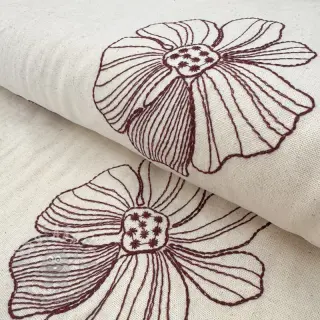 Viscose met linnen EMBROIDERY Flower Maya natural