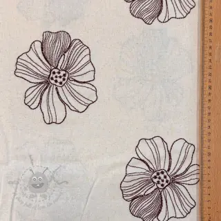 Viscose met linnen EMBROIDERY Flower Maya natural