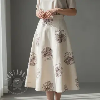 Viscose met linnen EMBROIDERY Flower Maya natural