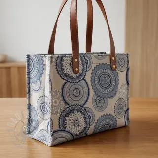 Decoratiestof Linenlook premium Geometric mandala