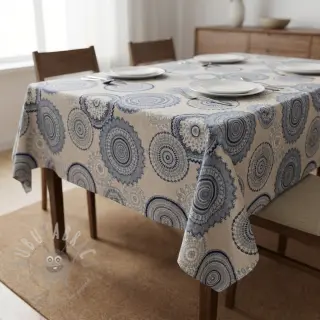 Decoratiestof Linenlook premium Geometric mandala