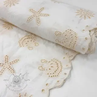 Katoenen stof EMBROIDERY Sea ornaments white